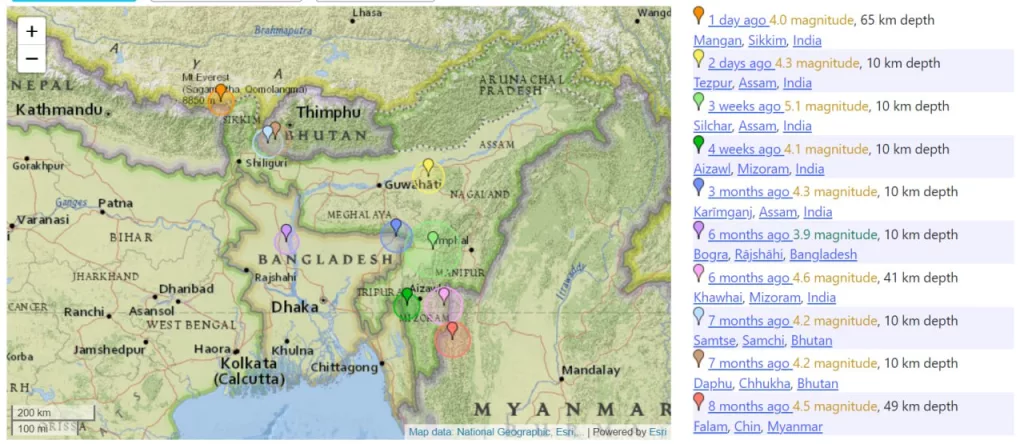 Earth Quake Plates in Bangladesh In Recent Years